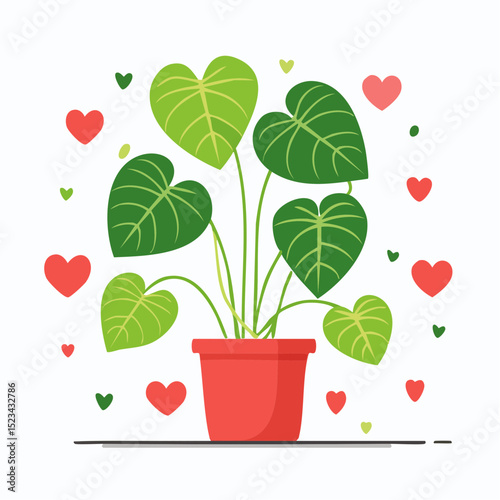 Gentle and versatile vector of a trailing heartleaf philodendron, great for hanging decor or calming layouts