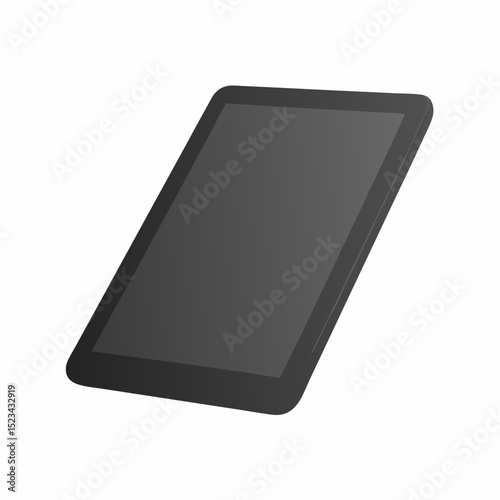 Modern black tablet computer device mockup isolated on white background