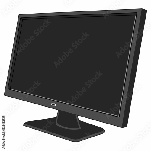Modern black computer monitor isolated on white background