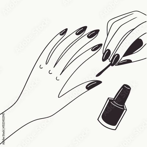 Woman applying nail polish manicure beauty care hands nails