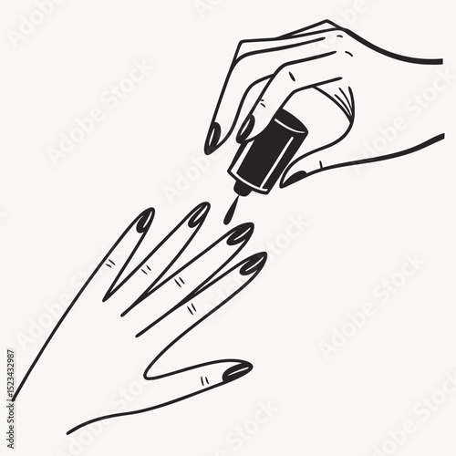 Woman applying nail polish manicure beauty hands care