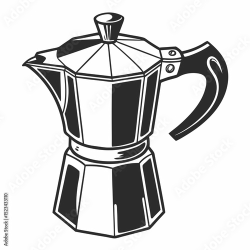 Classic stovetop espresso maker coffee pot illustration