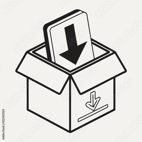 Downloading file into a box digital illustration