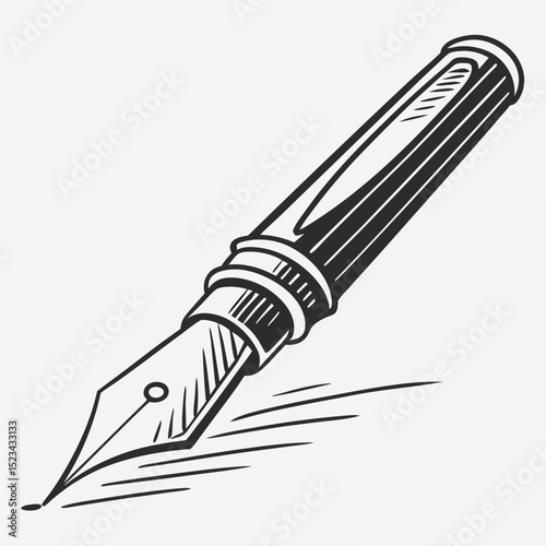 Professional isolated fountain pen illustration with transparent background