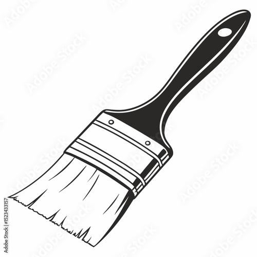 Paintbrush illustration black and white diy home improvement tool