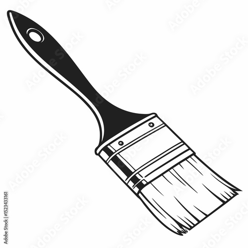 Black and white illustration of a paintbrush for diy projects
