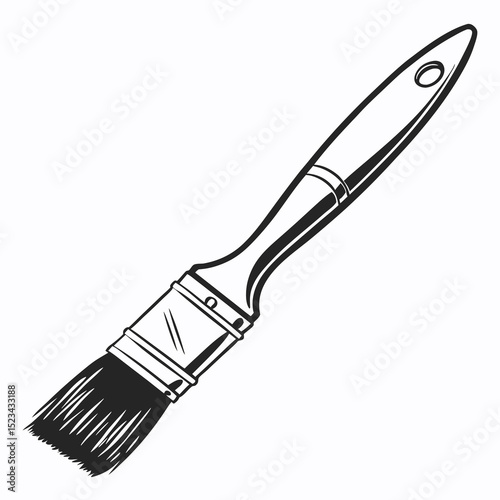 Vintage paintbrush illustration black and white design element