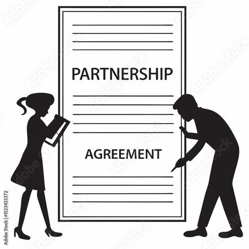Business partners signing a partnership agreement document