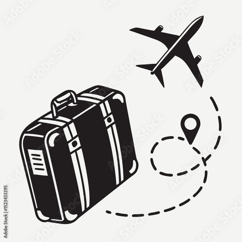 Vintage suitcase airplane travel journey destination vacation trip