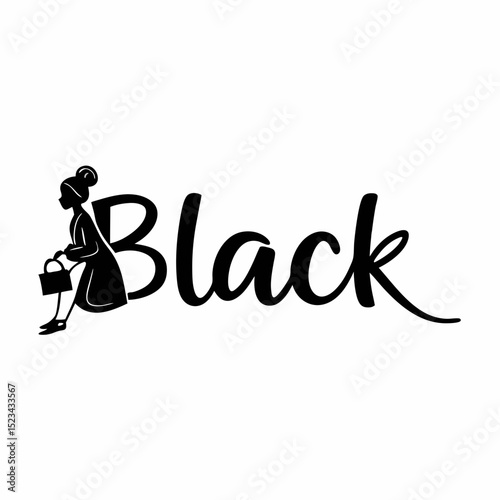 Stylish woman silhouette integrated black fashion logo design
