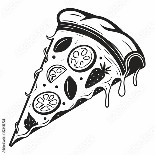 Delicious pizza slice with melted cheese and fresh toppings