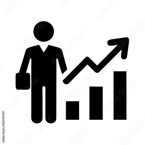 Professional growth black silhouette design, vector shape, transparent background