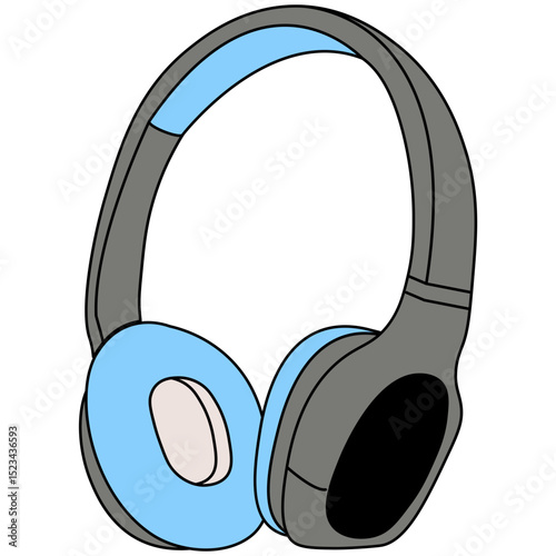 Headphone Device. Wireless headset with microphone for audio communication, music. Cordless headphones, head set, phones with mic for handsfree call. Sound device.