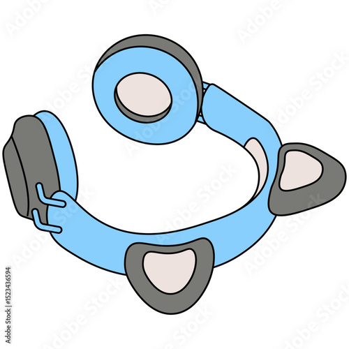 Headphone Device. Wireless headset with microphone for audio communication, music. Cordless headphones, head set, phones with mic for handsfree call. Sound device.