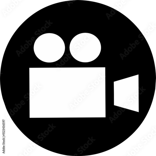 Video camera flat black backgound icon design. Easily editable 