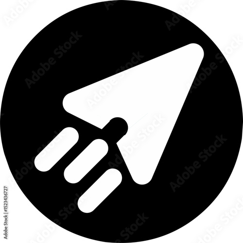Send message. paper plane black circle icon sign symbol design. Airplane Line Share. Fit for social media marketing sharing information	
