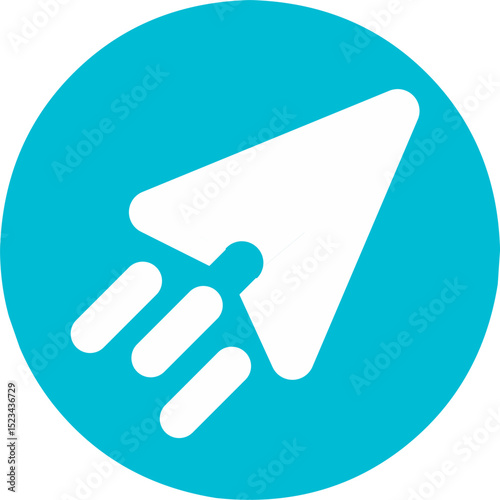 Send message. paper plane blue circle icon sign symbol design. Airplane Line Share. Fit for social media marketing sharing information	