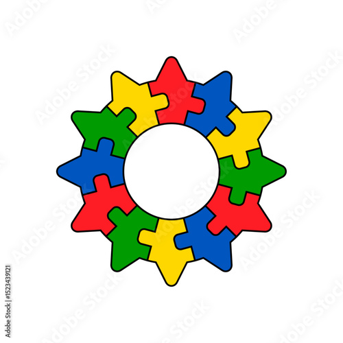 Colorful puzzle gear vector isolated on white background.	
