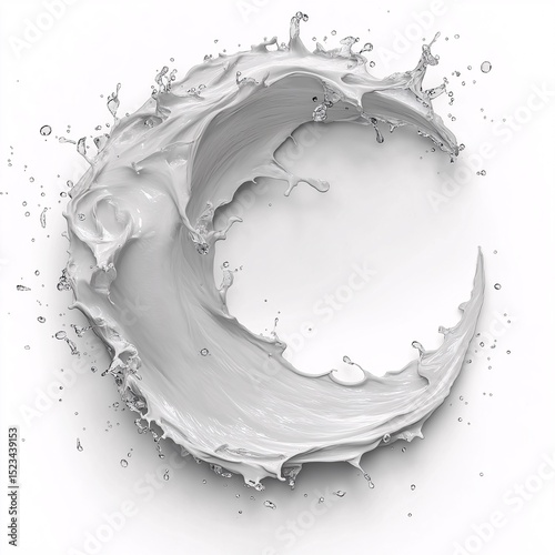 White Cream Liquid Splash Wave. Abstract Fluid Art for Modern Design Background