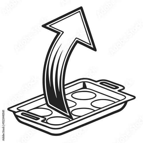 Pouring batter into muffin tin baking cooking arrow up