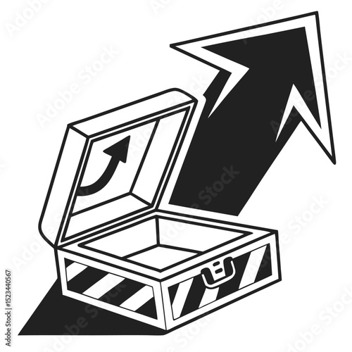Open briefcase with upward arrow symbolizing growth and opportunity