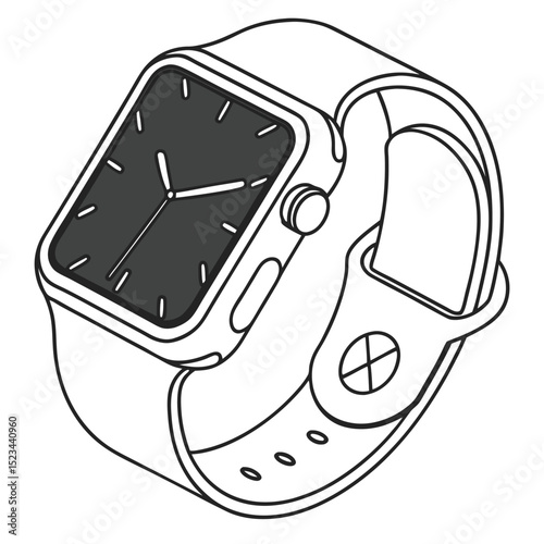 Modern smartwatch design line art illustration