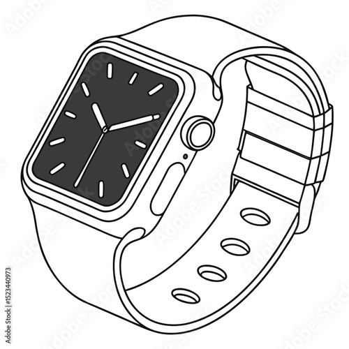 Modern smartwatch line art illustration stylish wristwatch design