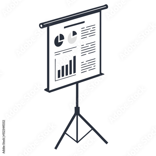 Presentation stand with charts and graphs business data report