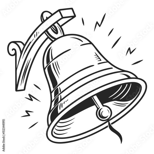 Vintage bell illustration ringing announcement sound alarm