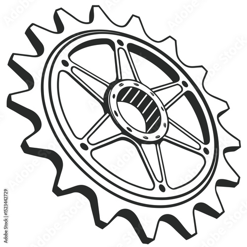 Detailed illustration of a large industrial gear cogwheel
