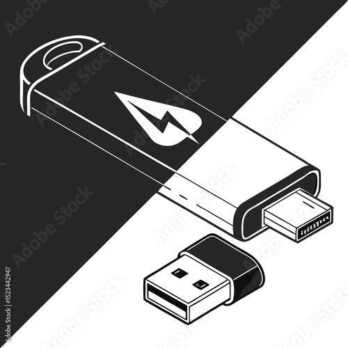 Portable power bank charger device illustration design