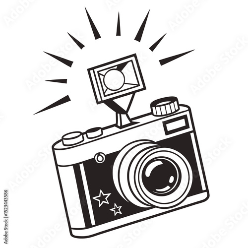 Vintage camera with flashbulb ready to capture memories