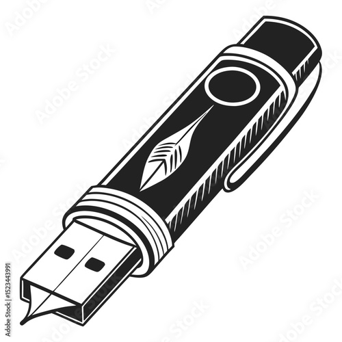 Quill pen shaped usb flash drive digital memory storage device