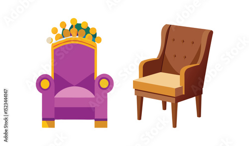 Royal throne and modern armchair set