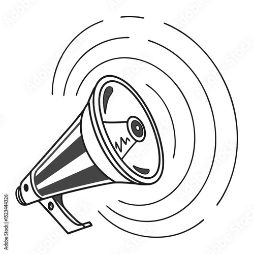 Loudspeaker announcement megaphone sound waves communication