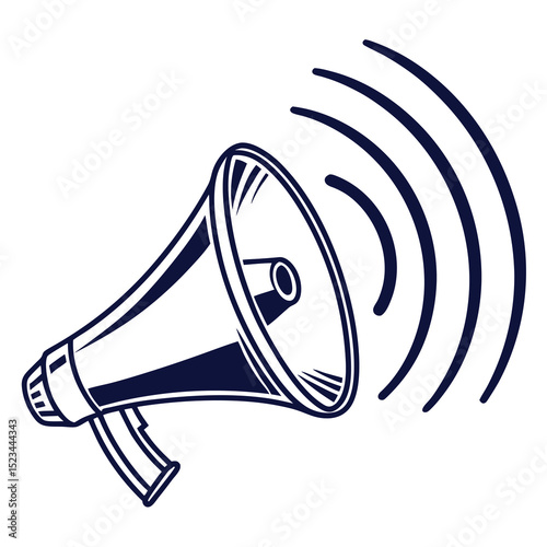 Vintage megaphone announcement loudspeaker sound waves
