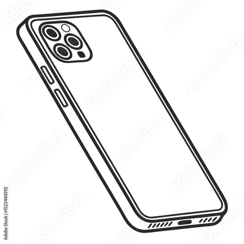 Modern smartphone back view triple camera design illustration