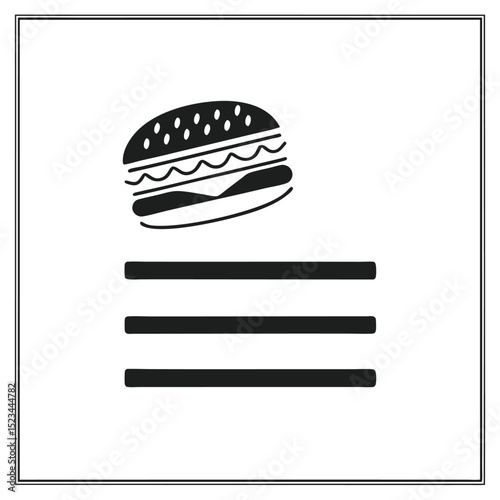 Delicious hamburger menu design template simple fast food icon