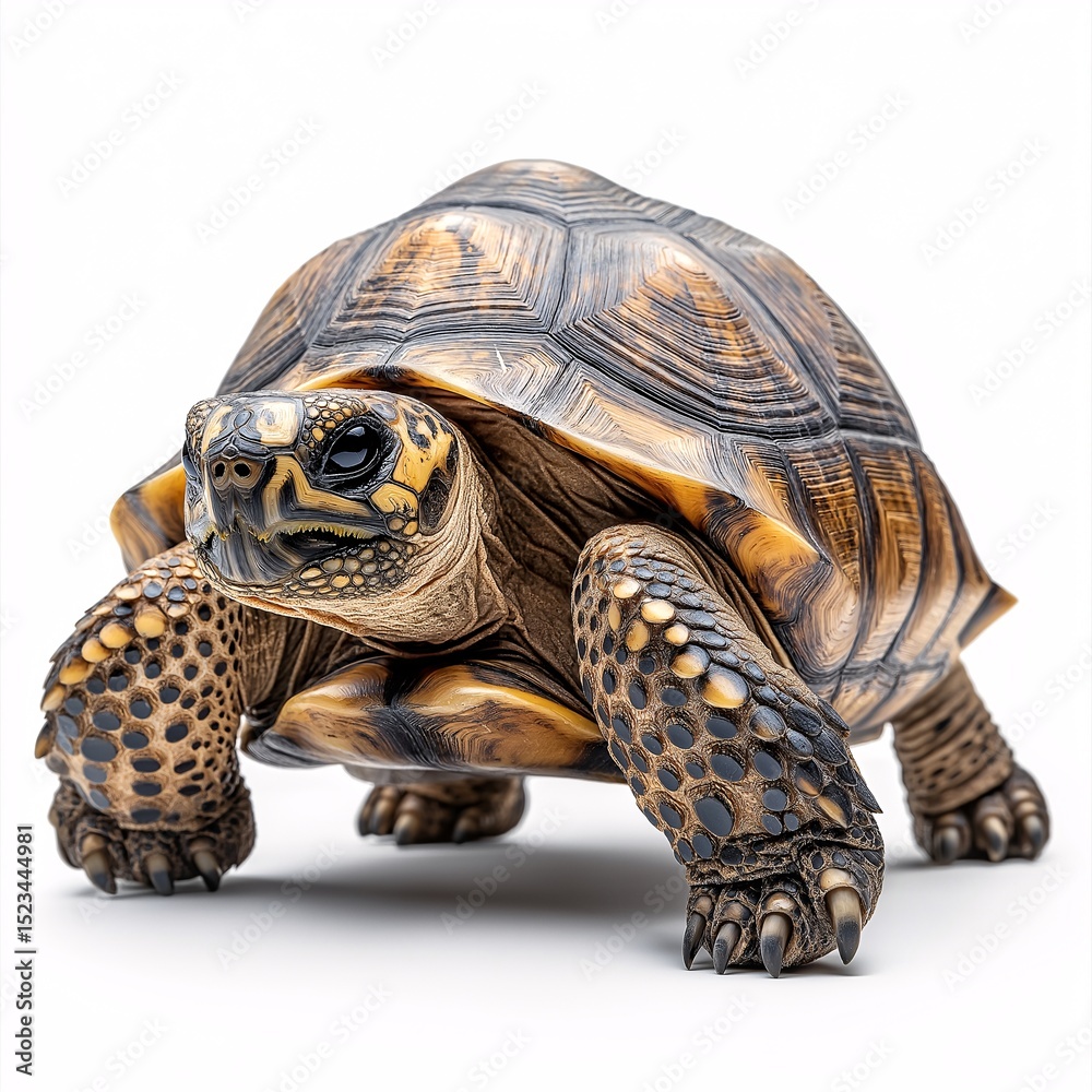 Obraz premium Close-Up Photography of a Terrestrial Turtle. Exploring Slow-Moving Reptiles in Their Natural Habitat
