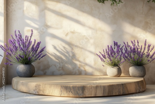 Modern Minimalist Interior Design. Lavender and Potted Plants for Cozy Home Decor with Nature-Inspired Sustainable Elements