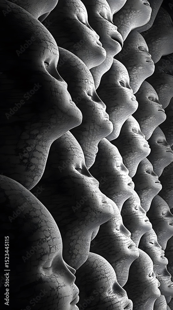 Obraz premium Close-up view of many faces in profile.