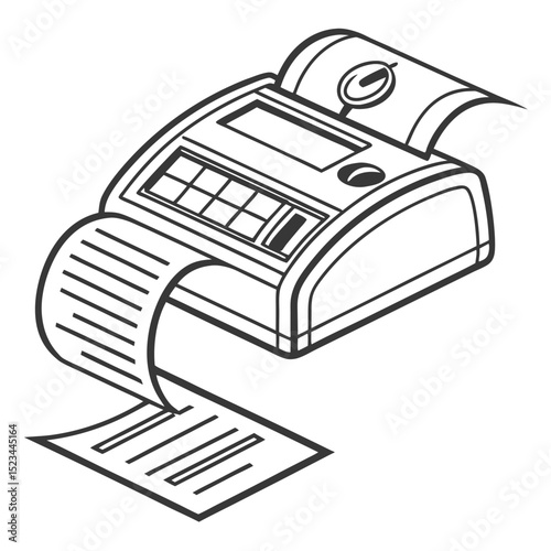 Modern office receipt printer generating paper documents