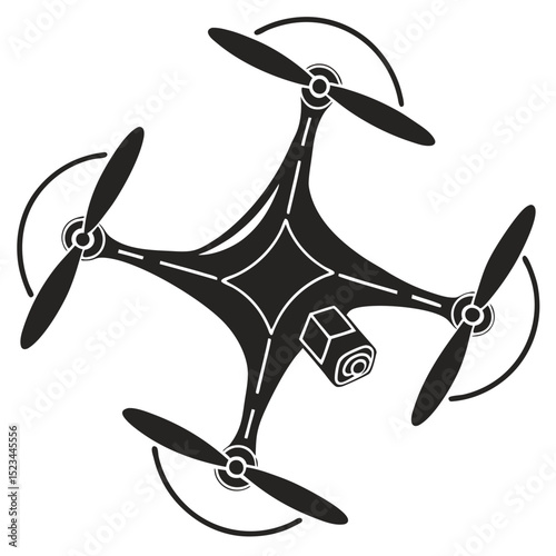 Black and white drone silhouette aerial photography technology quadcopter
