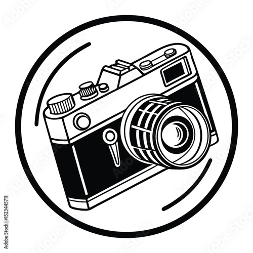 Vintage camera icon retro photography equipment design