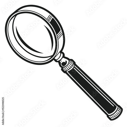 Vintage magnifying glass handheld lens search tool investigation