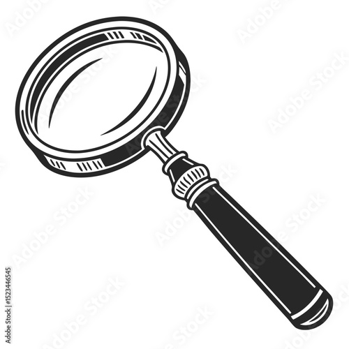 Vintage magnifying glass handheld lens search tool investigation