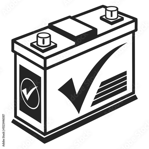 Approved car battery icon graphic design element