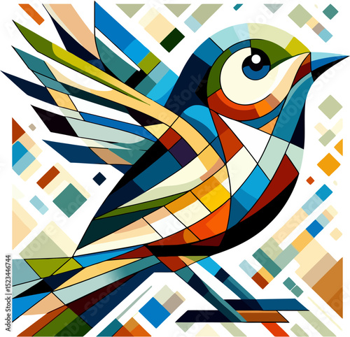 Bird 4 cubism art logo.eps