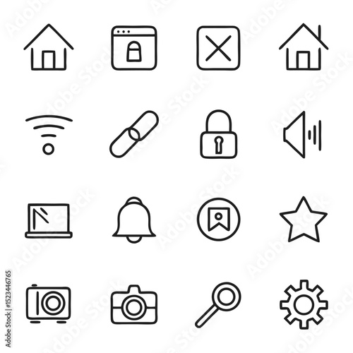 Simple line icons set website mobile app design elements