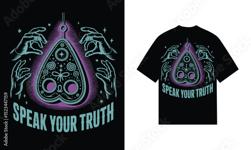 Speak your truth ouija planchette mystic hands design